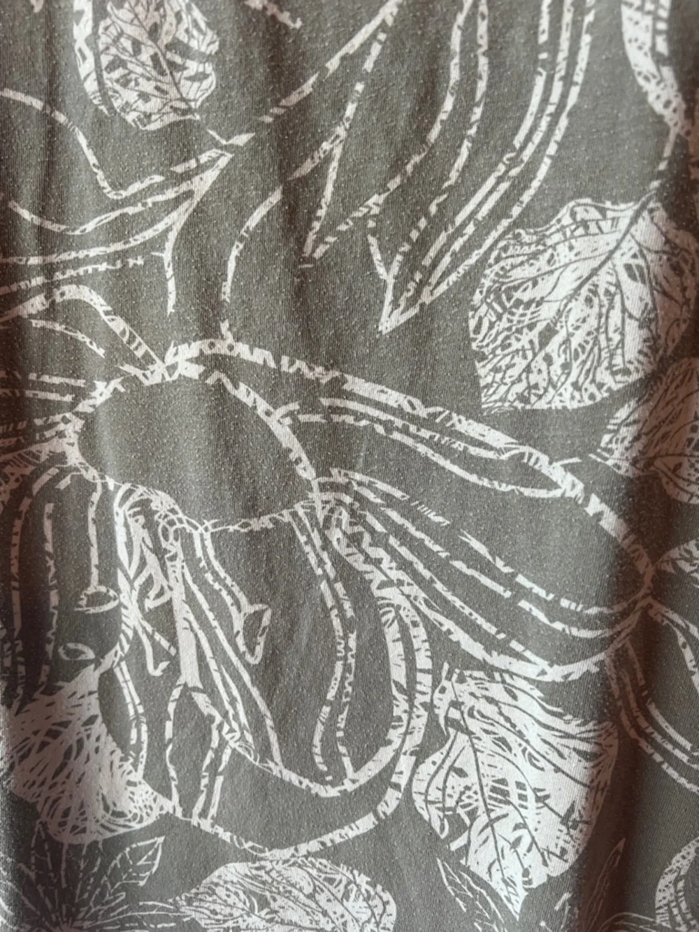 Soft Surroundings Olive & White Floral V-Neck Short Sleeve Tee - Picture 8 of 9